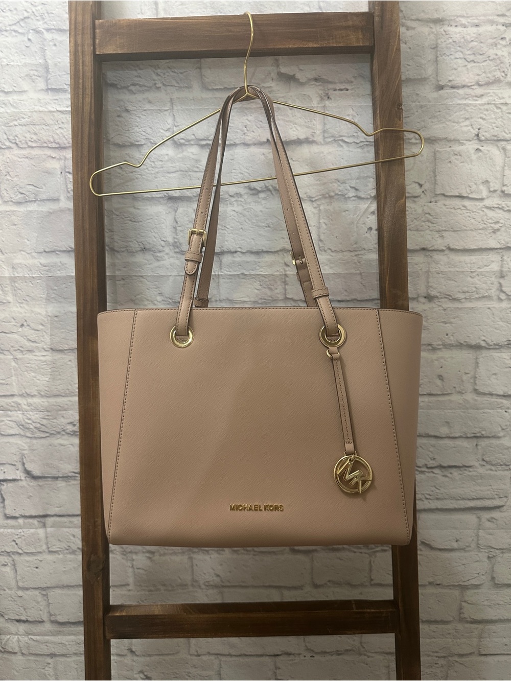 Michael Kors Blush Pink Saffiano Tote with Gold Hardware